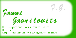 fanni gavrilovits business card